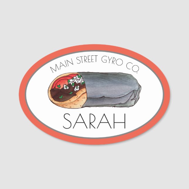 Porte-nom Gyro grec Sandwich Wrap Food Truck (Devant)