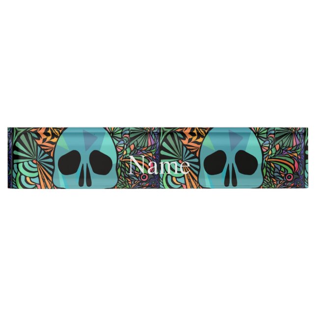 Porte-nom Halloween Hippie Skull Thunder_cove (Devant)