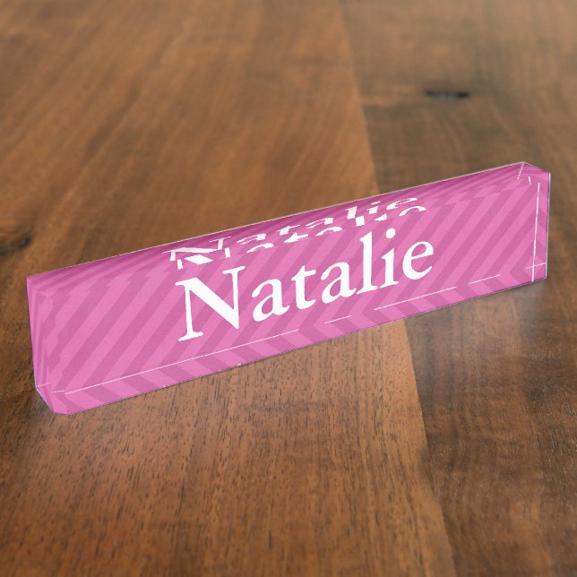 Porte-nom HAMbyWG - Plaque de nom du bureau - Bande rose (Taille)