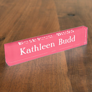 Porte-nom HAMbyWG - Plaque de nom du bureau - rose Rose