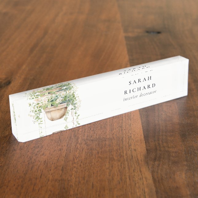 Porte-nom Hanging Floral House Plante Aquarelle Botanique (Taille)