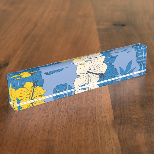 Porte-nom Hibiscus fleurs et feuilles (Taille)