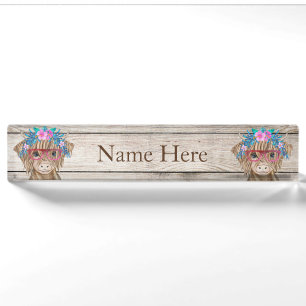 Porte-nom Highland Cow Country Desk Nom Plate