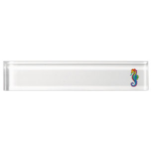 Porte-nom Hippocampe polygonal arc-en-ciel