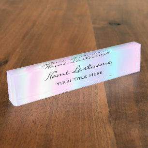 Porte-nom Holographe de beauté Esthétique de maquillage rose