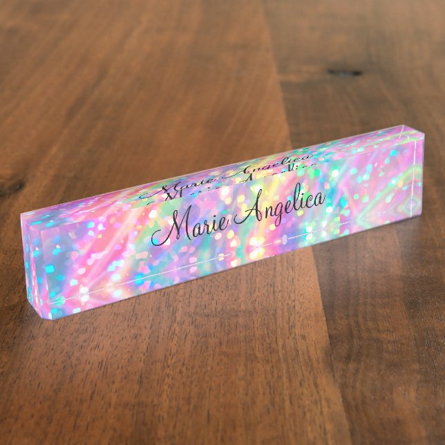 Porte-nom Holographique brillant  (Taille)