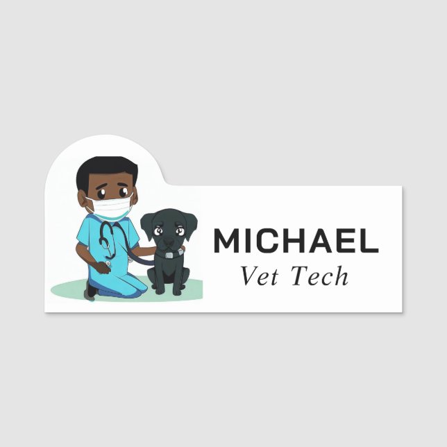 Porte-nom Homme Vet et mignon Chiot (Devant)