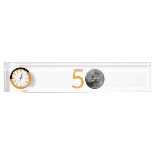 Porte-nom Horloge de bureau pour le cinquantième