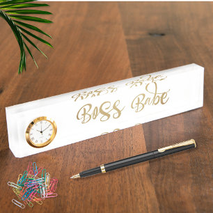 Porte-nom Horloge de patronne en or