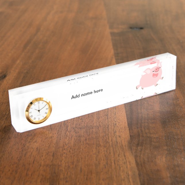 Porte-nom Horloge de plaque signalétique du bureau de cochon (Taille)