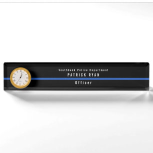 Porte-nom Horloge du monogramme de la police de la Ligne Ble