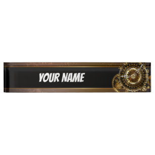 Porte-nom Horloge Steampunk avec engrenages antiques