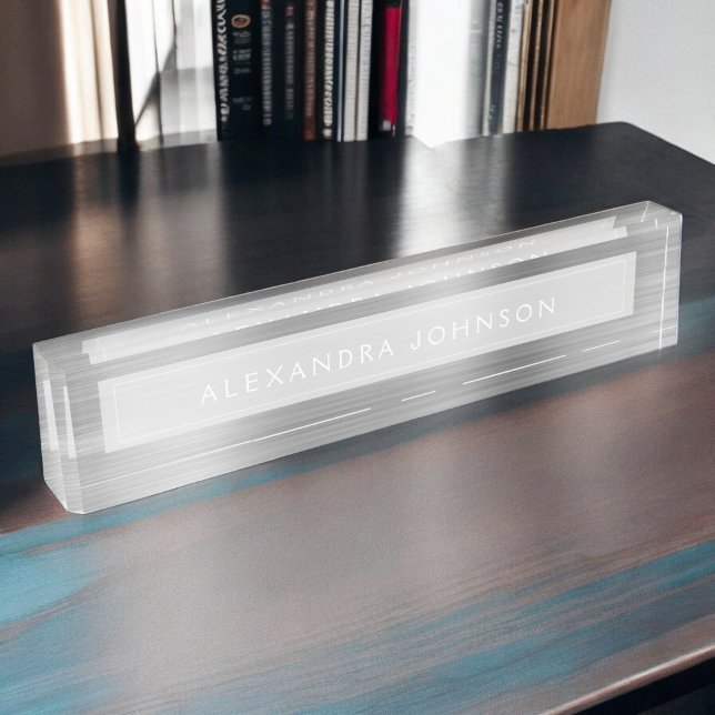 Porte-nom Huile d'argent | Luxe Professional Modern (Créateur téléchargé)