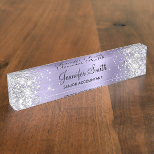 Porte-nom Huile de lavande pâle en argent
