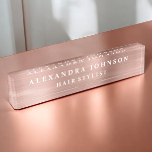 Porte-nom Huile d'or rose   Blush Pink Foil Moderne