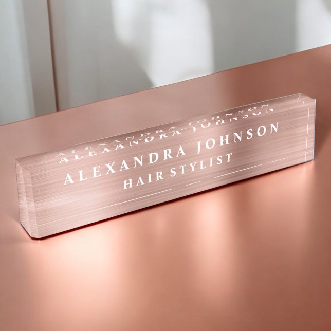 Porte-nom Huile d'or rose | Blush Pink Foil Moderne (Créateur téléchargé)