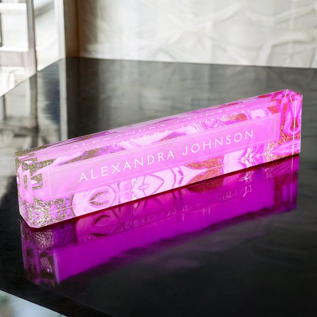 Porte-nom Huile violette de luxe moderne en marbre (Créateur téléchargé)