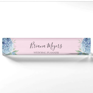 Porte-nom Hydrangées florales modernes Pink Business