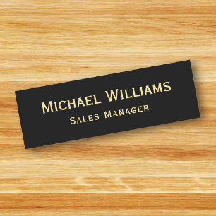 Porte-nom ID bureau de l'employé de Black Faux Gold