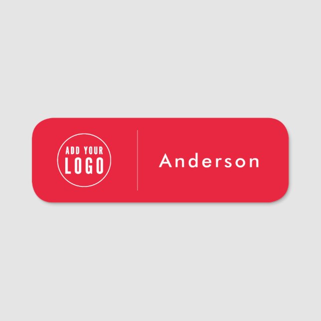 Porte-nom ID logo d'entreprise personnalisé | Employé noir m (Devant)