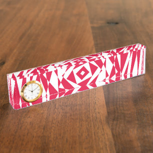 Porte-nom Illusion abstraite rouge blanc