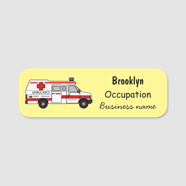 Porte-nom Illustration d'ambulance (Devant)