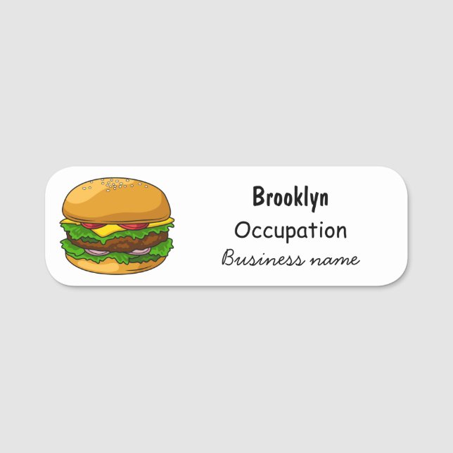 Porte-nom Illustration de Hamburger (Devant)