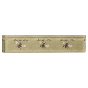 Porte-nom Illustration de l'insecte d'abeille vintage