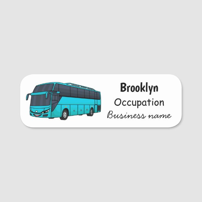 Porte-nom Illustration d'un autobus à passagers moderne (Devant)