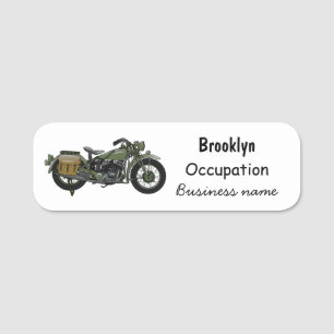 Porte-nom Illustration d'une moto de croiseur militaire