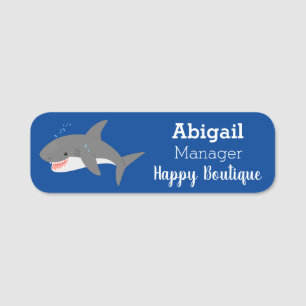 Porte-nom Illustration joyeuse du grand requin blanc