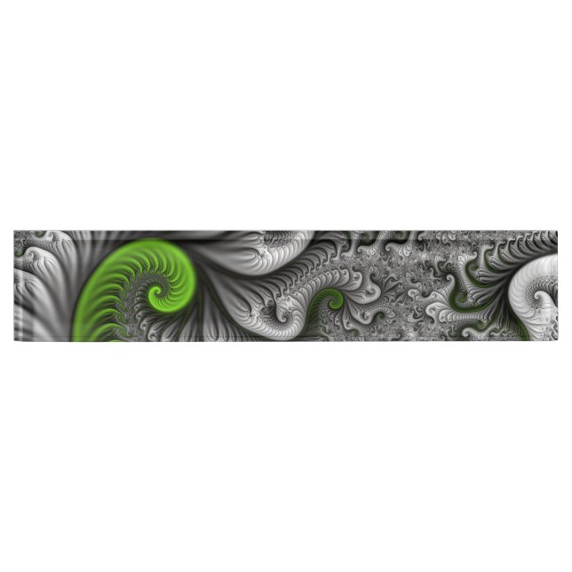 Porte-nom Imaginaire Monde Vert Et Gris Art Fractal Abstrait (Devant)