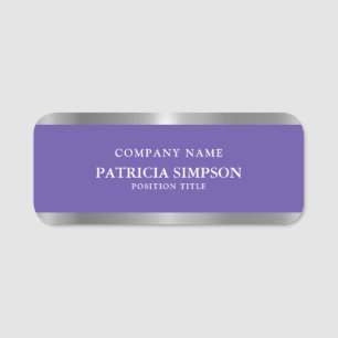 Porte-nom Impression mémorable : Violet Bleu, Métal Argent