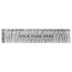 Porte-nom Imprimé Zèbre Gris Argent Blanc Glam Personnalisé