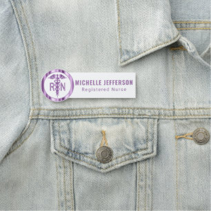 Porte-nom Infirmière inscrite - Logo pourpre 