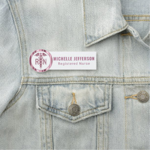 Porte-nom Infirmière inscrite - Logo rose