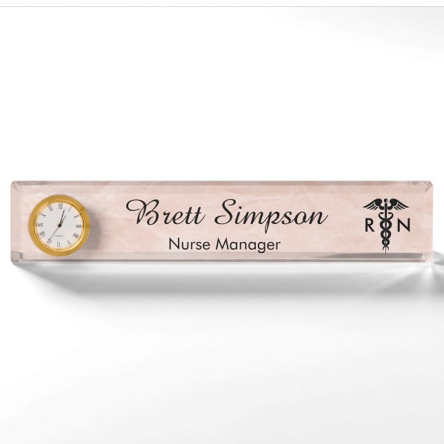 Porte-nom Infirmière professionnelle inscrite Élégant rose (Devant)