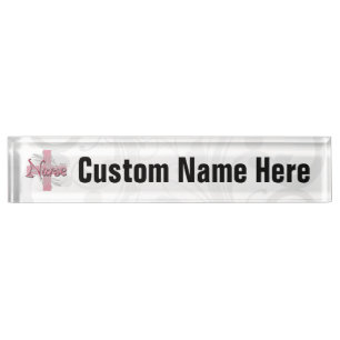 Porte-nom Infirmière rose de croix/remous