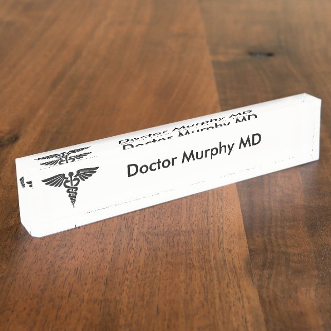 Porte-nom Insigne Médicale Caduceus Blanc (Taille)
