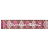 Jacquard rose sur Motif diamant Brown - Votre nom