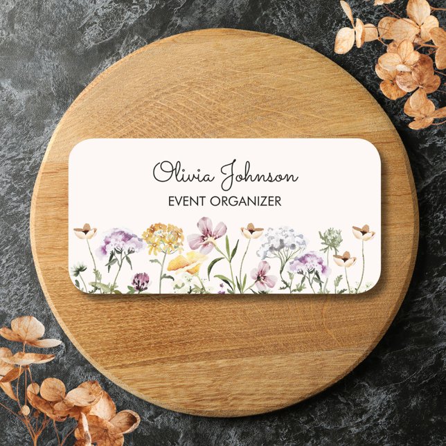 Porte-nom Jardin Floral de Fleurs Sauvages Personnalisé (Close up)