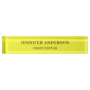 Porte-nom Jaune Citron Professionnel Moderne Uni Minimaliste