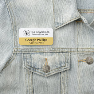 Porte-nom Jaune clair et blanc avec votre logo d'entreprise