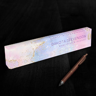 Porte-nom Joli Pastel Agate Aquarelle de la veine Parties