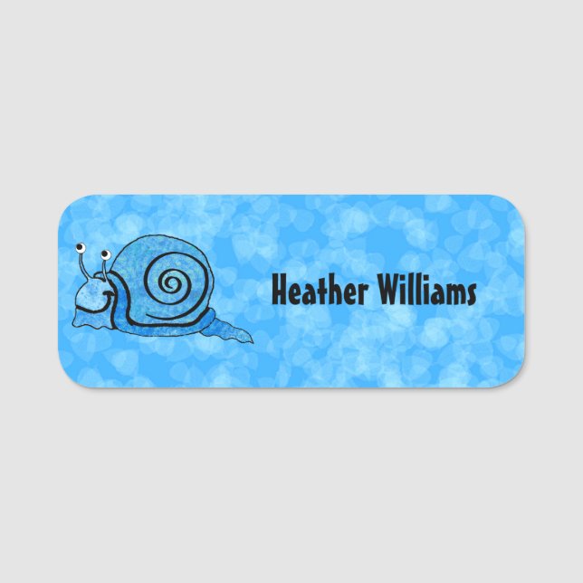 Porte-nom Joli Snail Tie Dye Blue Shell sur Aqua (Devant)