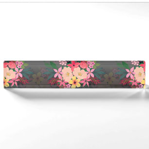 Porte-nom Jolie aquarelle couleur florale noir blanc Ombre d