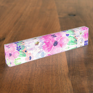 Porte-nom Jolie aquarelle Floral Peinture à la main