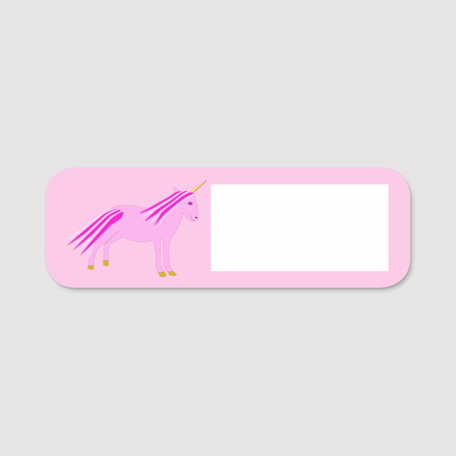 Porte-nom Jolie fille rose bébé licorne (Devant)