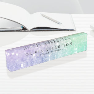 Porte-nom Jolie Parties scintillant Holographique Fille Glam