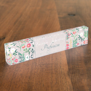 Porte-nom Jolies fleurs d'aquarelle Botanique